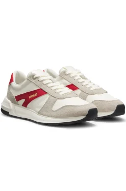Sneakers mit Veloursleder-Besatz und Logo-Details