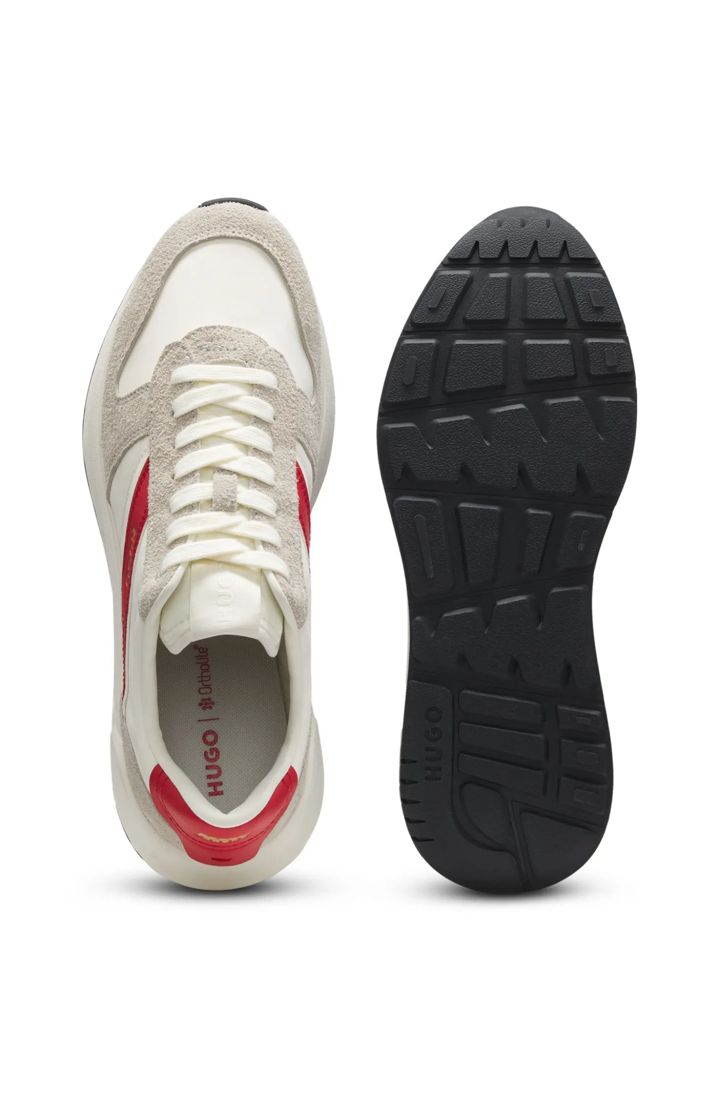 Sneakers mit Veloursleder-Besatz und Logo-Details