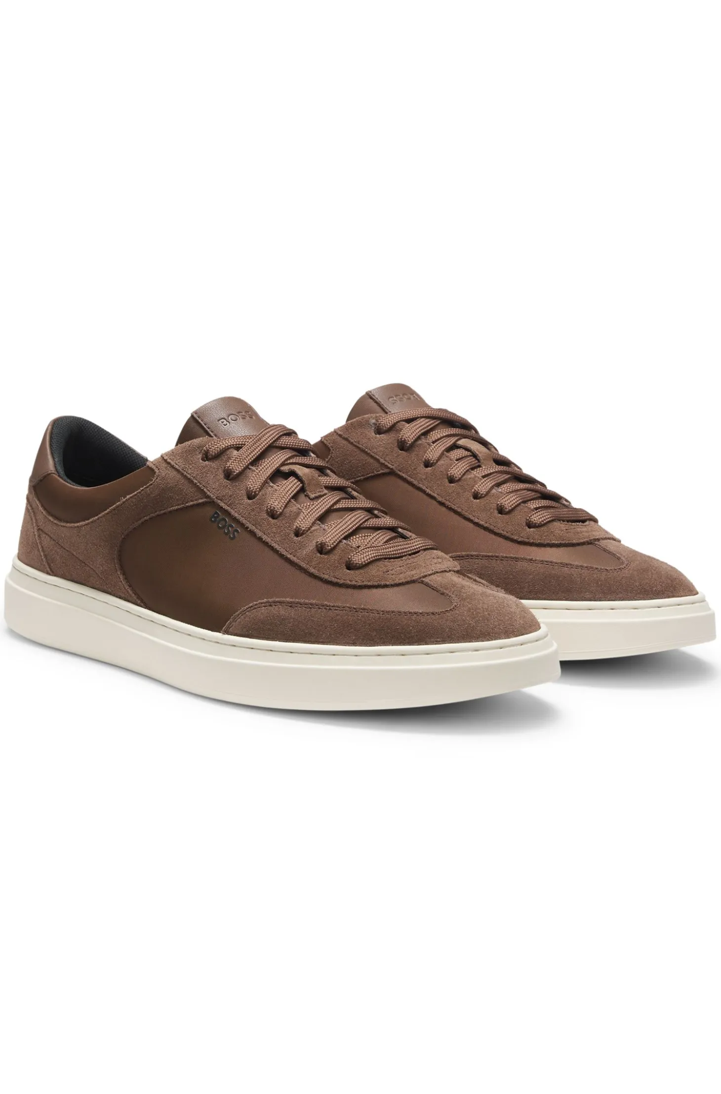 Sneakers mit Veloursleder-Details und Schnürung