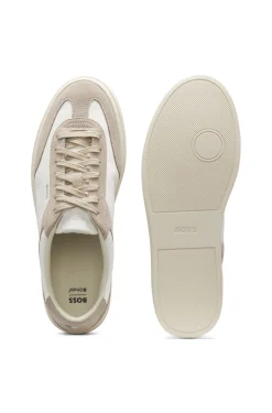 Sneakers mit Veloursleder-Details und Schnürung