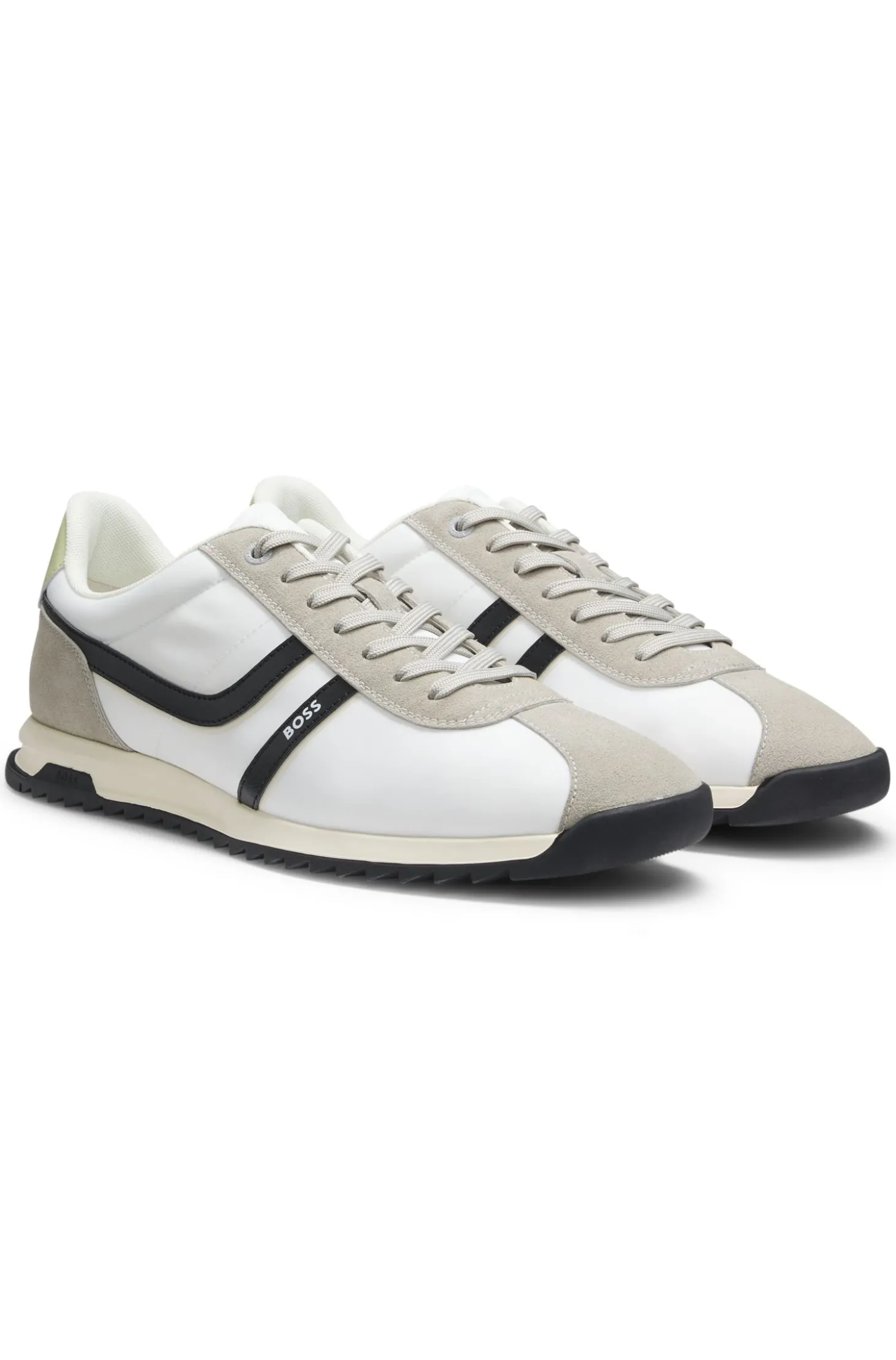 Sneakers mit Veloursleder-Imitat-Details und Logo