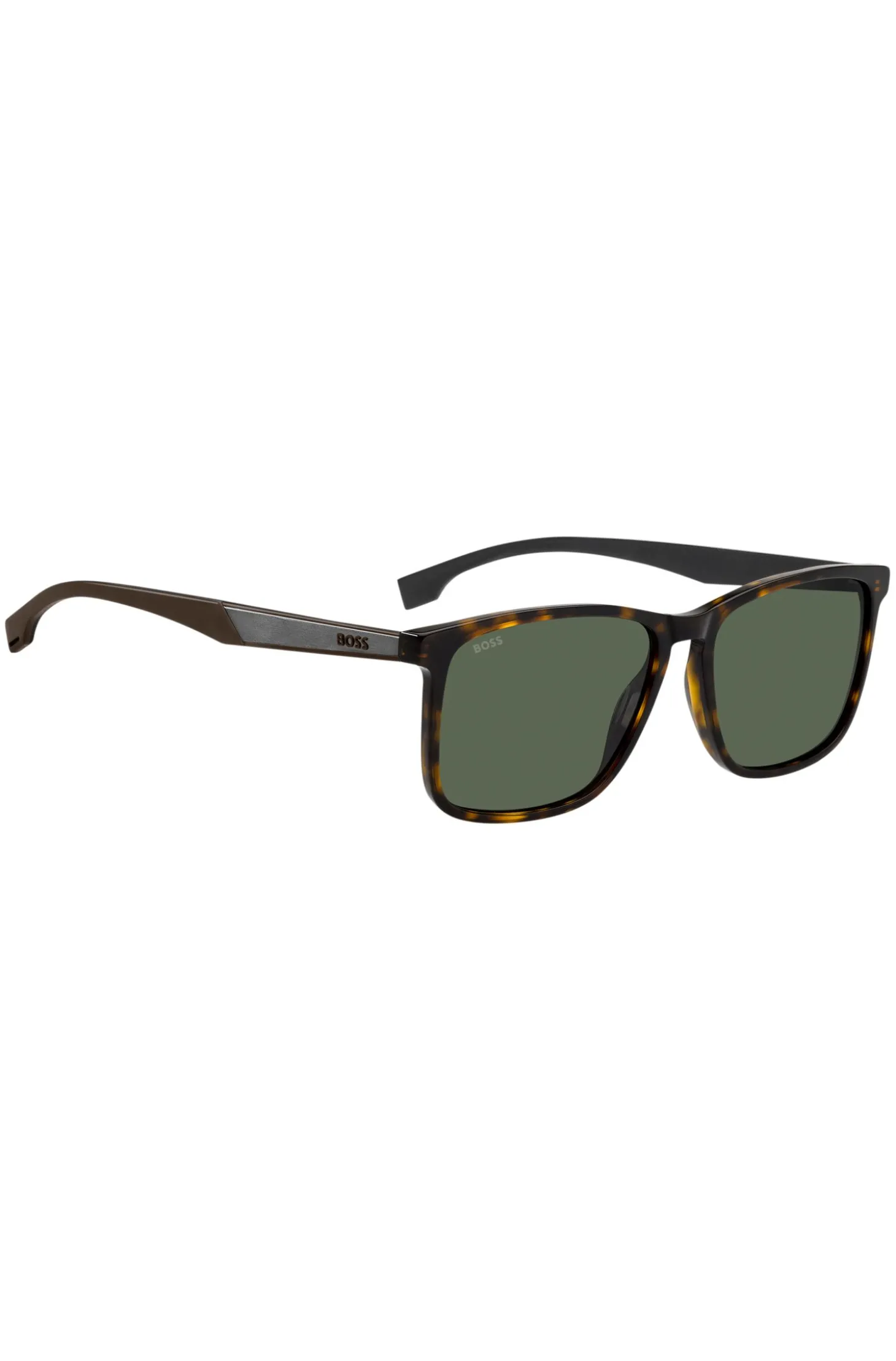 Sonnenbrille aus Acetat mit Havanna-Muster und Gummibügeln