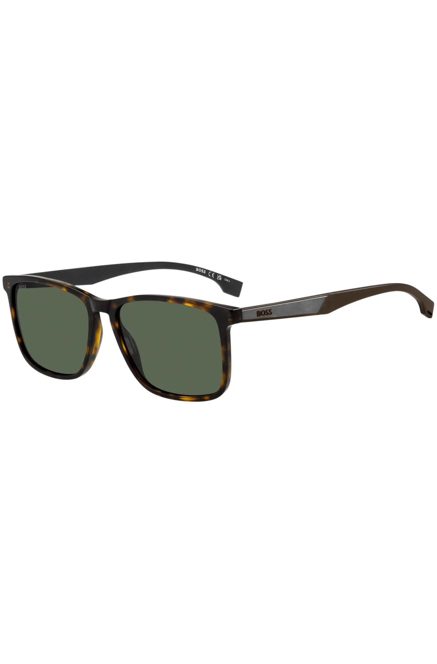 Sonnenbrille aus Acetat mit Havanna-Muster und Gummibügeln