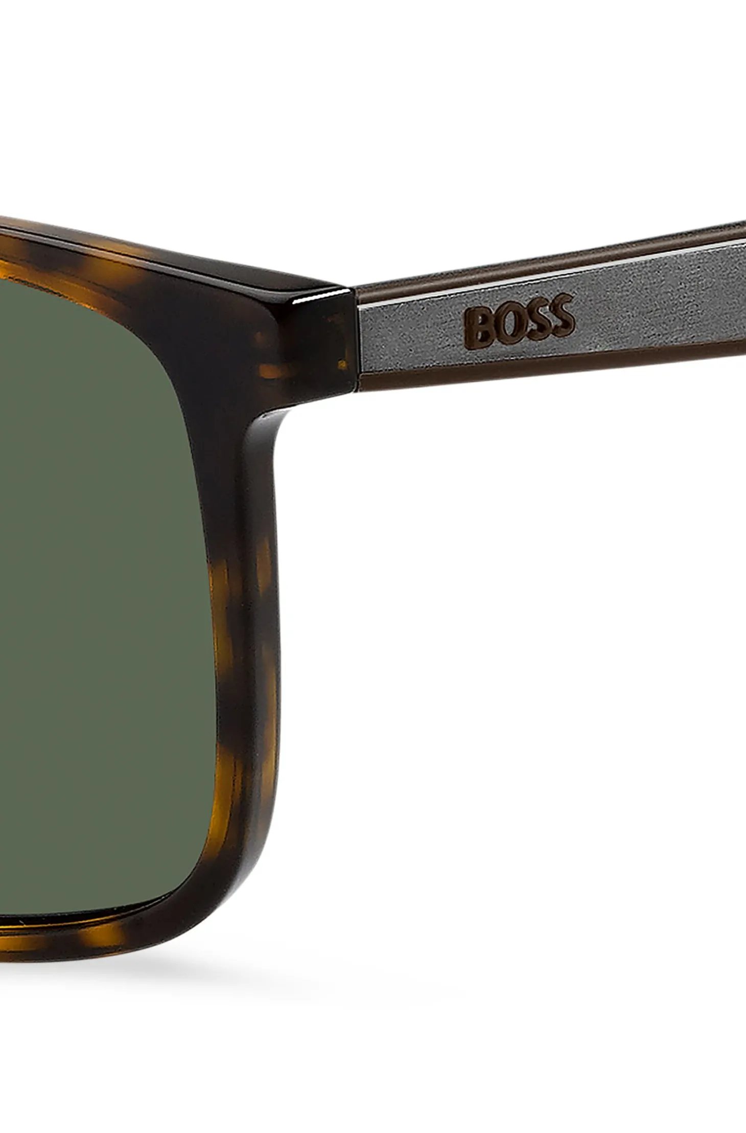 Sonnenbrille aus Acetat mit Havanna-Muster und Gummibügeln