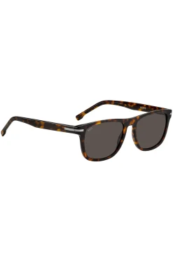 Sonnenbrille aus Acetat mit Havanna-Muster und silberfarbenen Metalldetails
