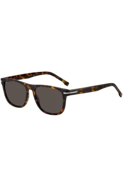 Sonnenbrille aus Acetat mit Havanna-Muster und silberfarbenen Metalldetails