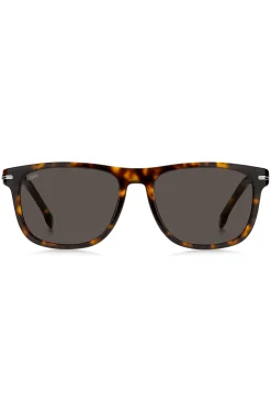 Sonnenbrille aus Acetat mit Havanna-Muster und silberfarbenen Metalldetails