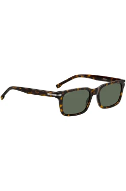 Sonnenbrille aus Acetat mit Havanna-Muster und silberfarbenen Metalldetails