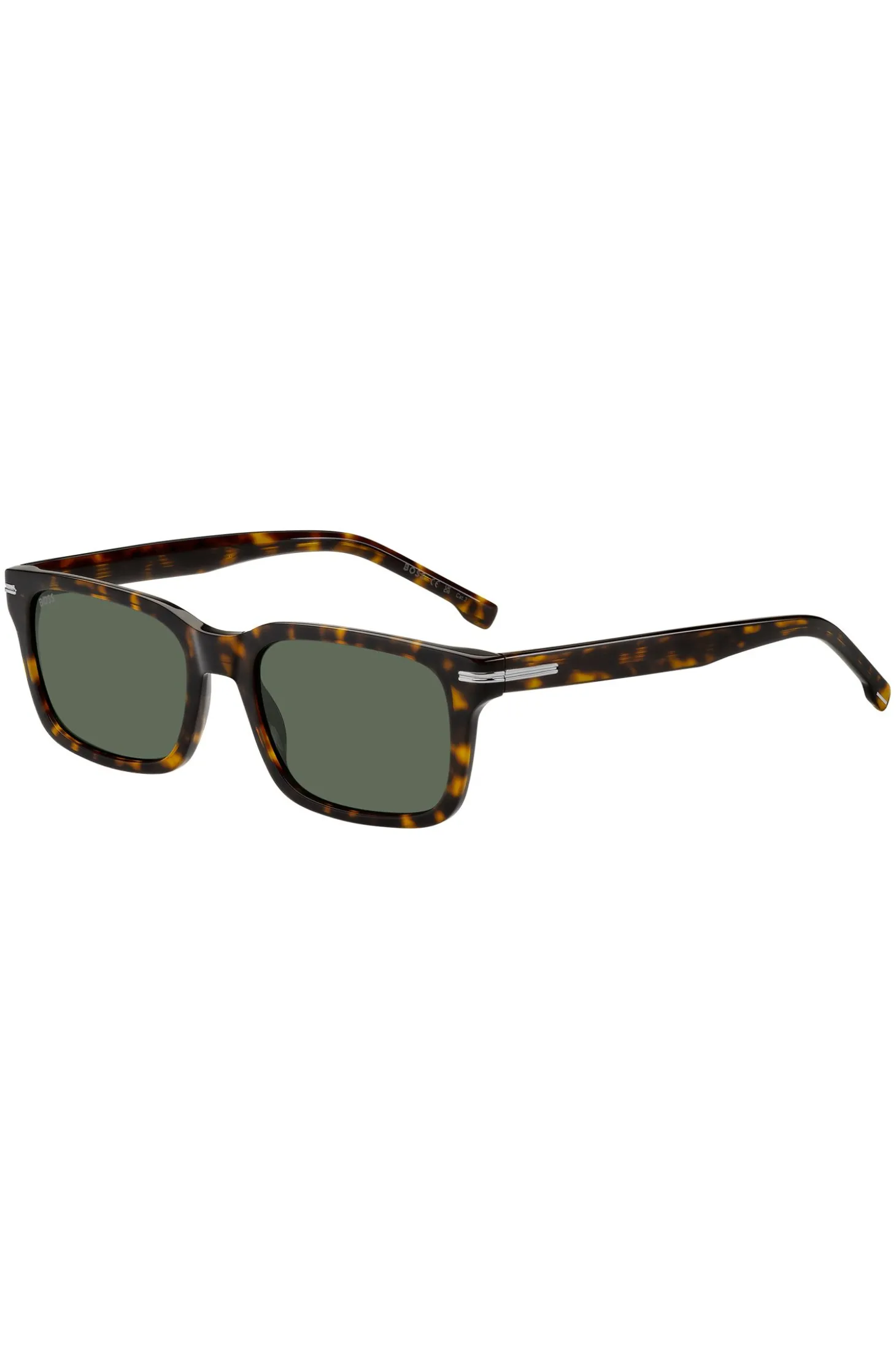 Sonnenbrille aus Acetat mit Havanna-Muster und silberfarbenen Metalldetails