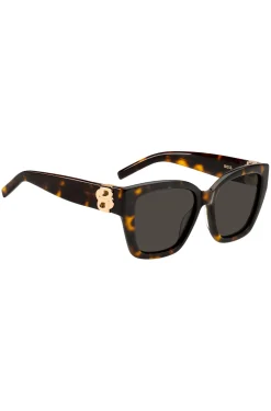 Sonnenbrille aus Acetat mit Havanna-Muster und Double-B-Monogramm