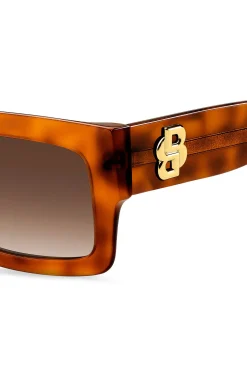 Sonnenbrille aus Acetat mit Havanna-Muster und Double-B-Monogramm