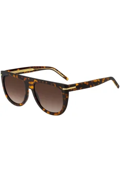 Sonnenbrille aus Acetat mit Havanna-Muster und goldfarbenen Metalldetails