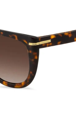 Sonnenbrille aus Acetat mit Havanna-Muster und goldfarbenen Metalldetails