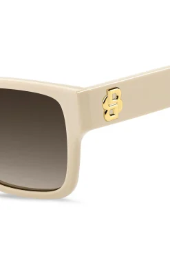 Sonnenbrille aus beigem Acetat mit Double-B-Monogramm