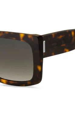 Sonnenbrille aus Bio-Acetat mit Havanna-Muster und charakteristischen Metalldetails