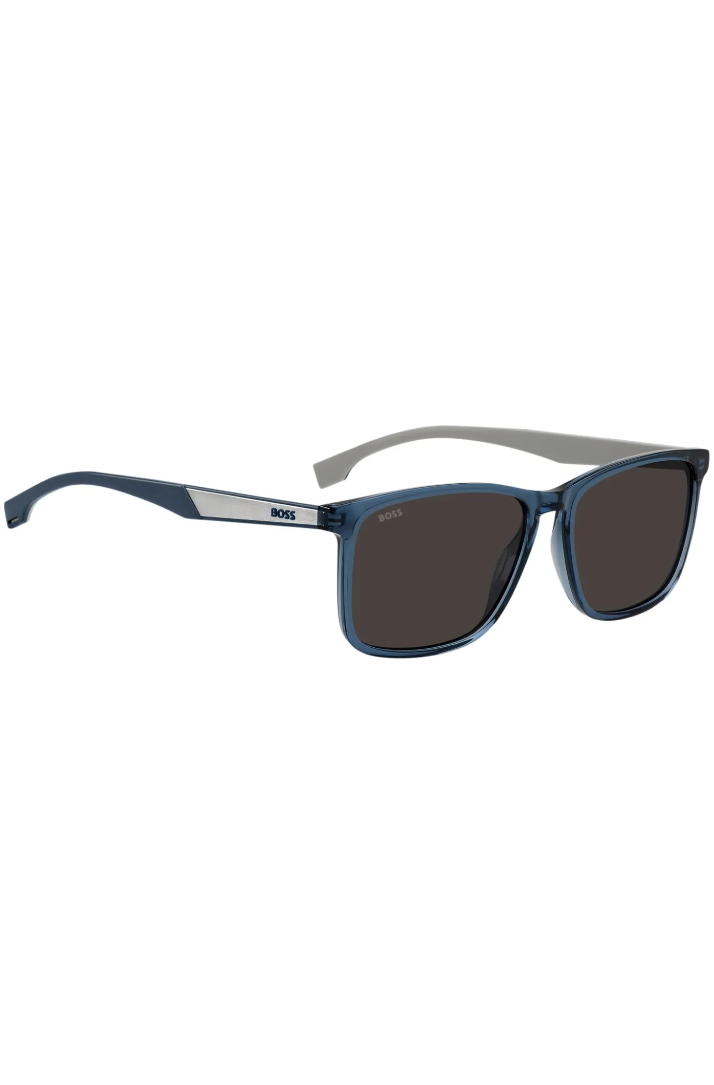Sonnenbrille aus blauem Acetat mit Gummibügeln