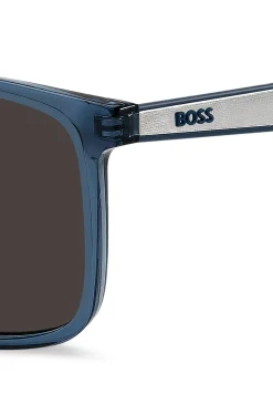 Sonnenbrille aus blauem Acetat mit Gummibügeln