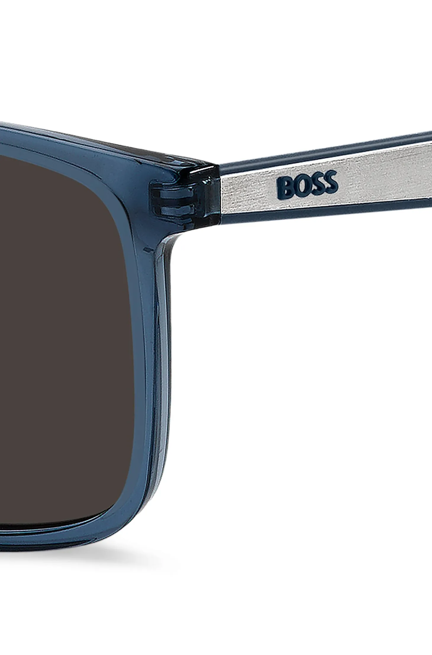 Sonnenbrille aus blauem Acetat mit Gummibügeln