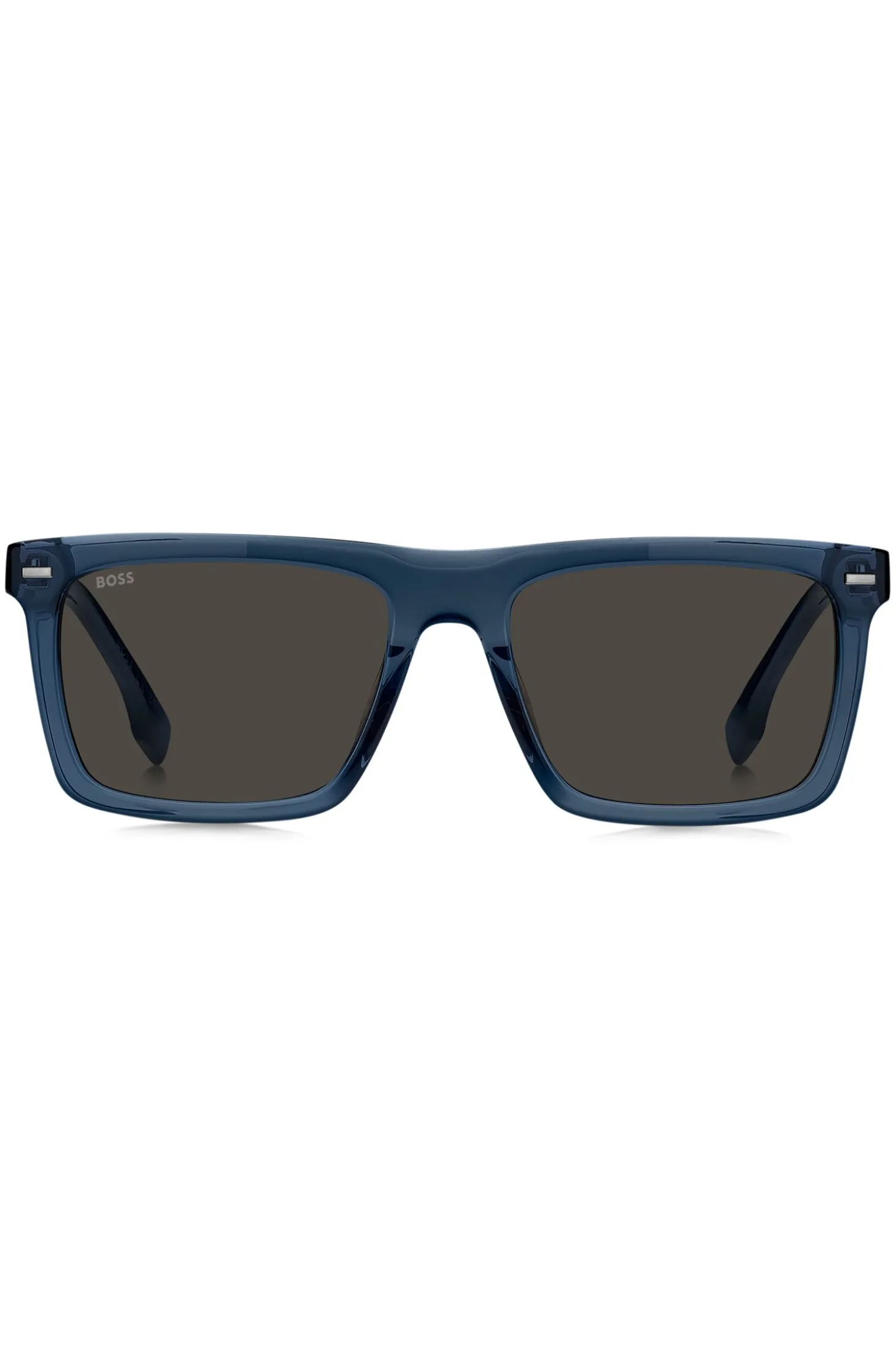 Sonnenbrille aus blauem Acetat mit gemusterten Carbonfaser-Bügeln