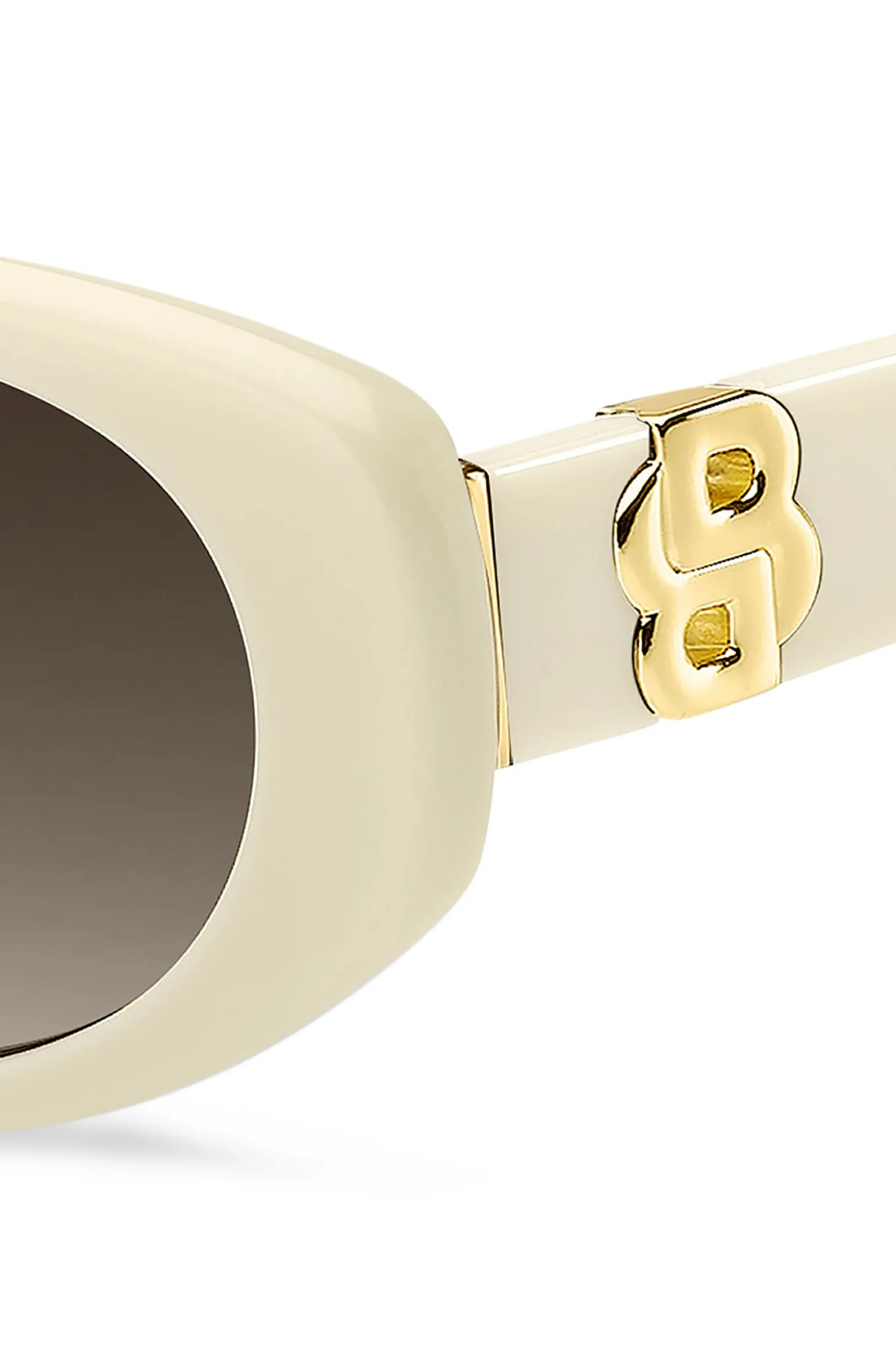Sonnenbrille aus cremefarbenem Acetat mit Double-B-Monogramm