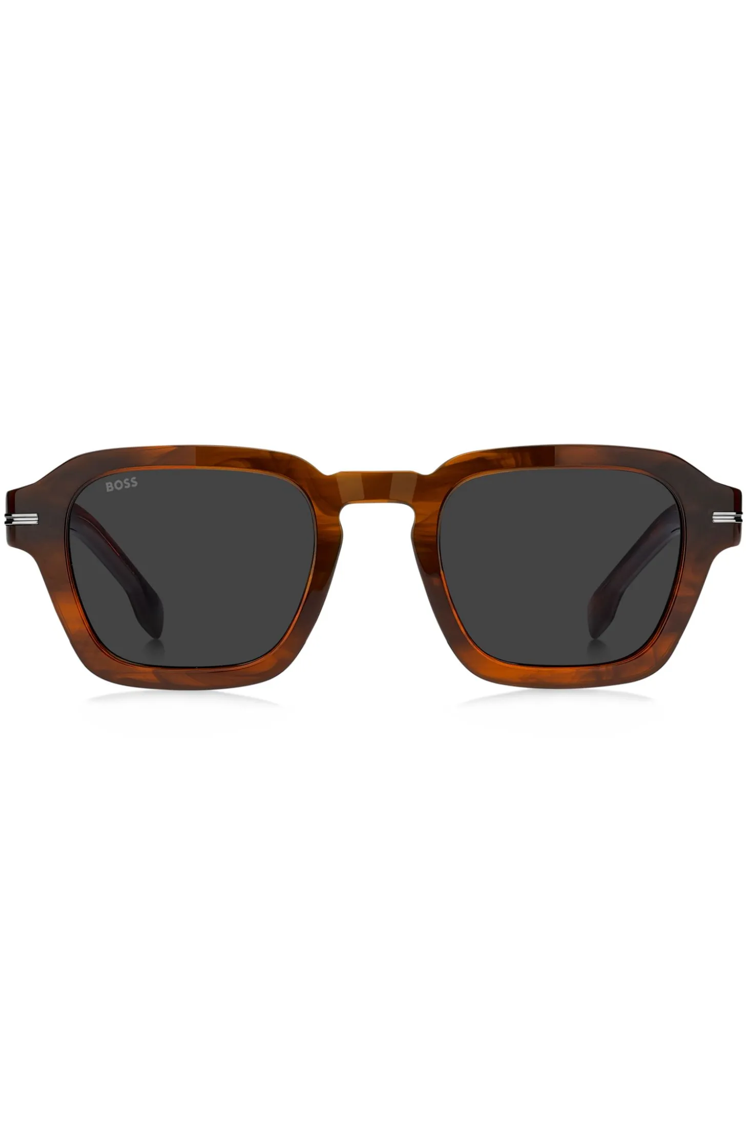 Sonnenbrille aus gemustertem Acetat mit silberfarbenen Details