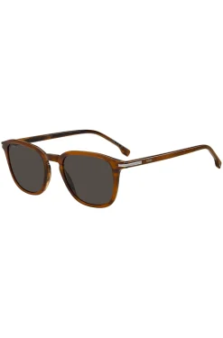 Sonnenbrille aus gemustertem Acetat mit Streifen an den Bügeln