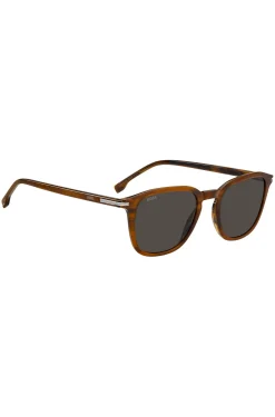 Sonnenbrille aus gemustertem Acetat mit Streifen an den Bügeln