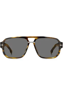 Sonnenbrille aus gemustertem Acetat mit silberfarbenen Details
