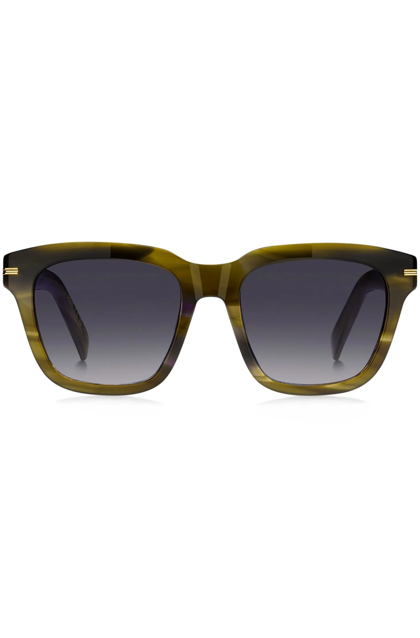 Sonnenbrille aus gemustertem Acetat mit goldfarbenen Details