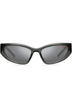 Sonnenbrille aus grauem Acetat mit 3D-Monogrammen
