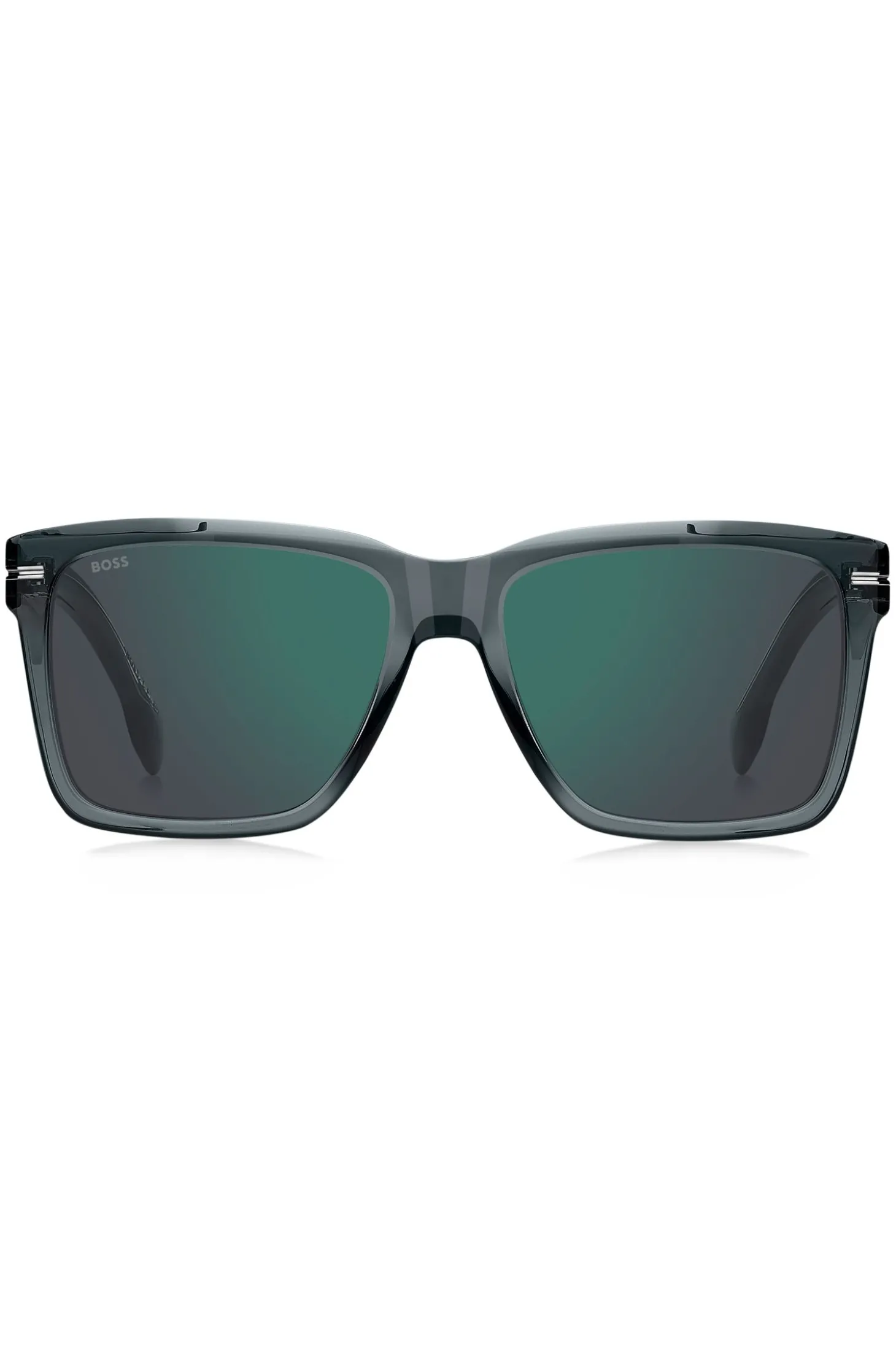 Sonnenbrille aus grauem Acetat mit silberfarbenen Details