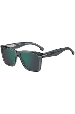 Sonnenbrille aus grauem Acetat mit silberfarbenen Details