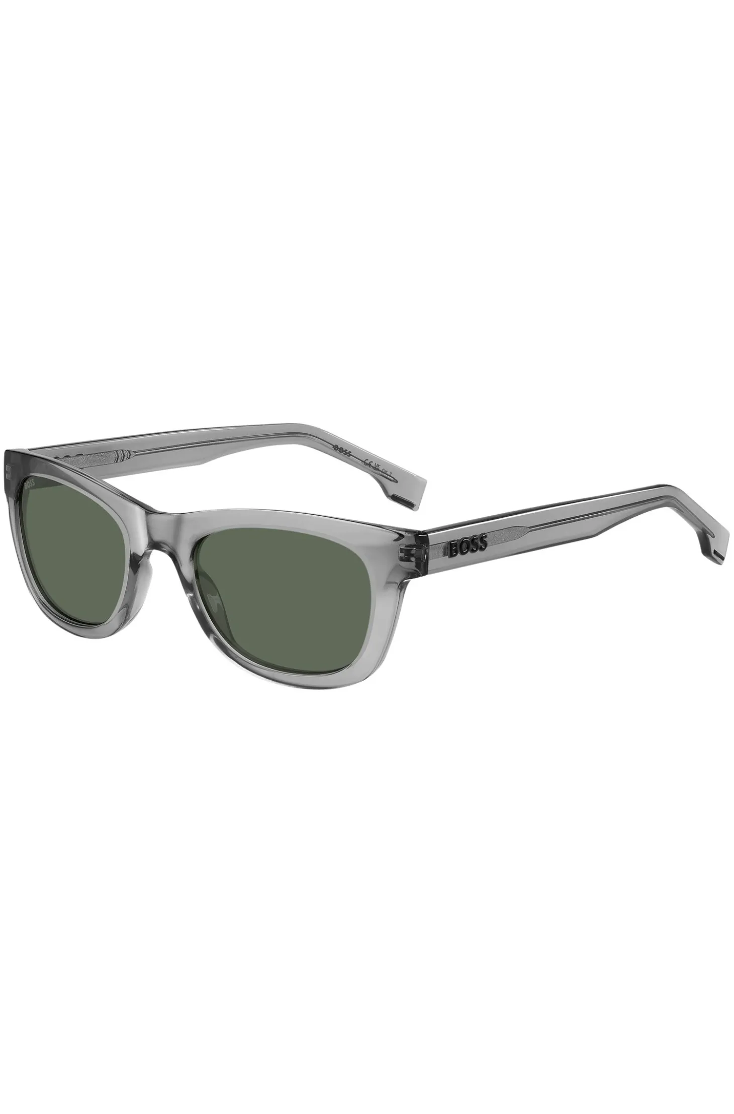 Sonnenbrille aus grauem Acetat mit 3D-Logo