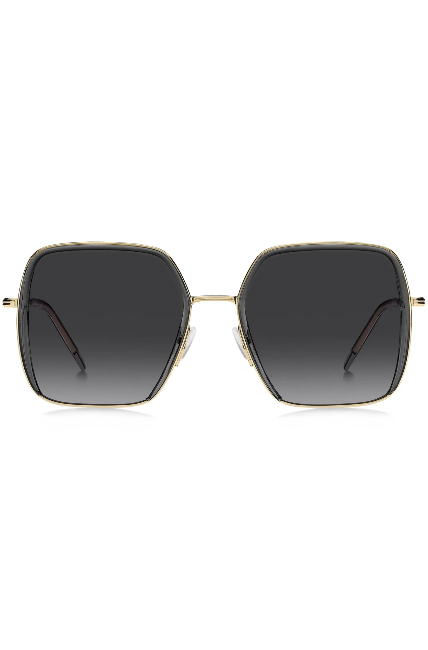 Sonnenbrille aus grauem Acetat und goldfarbenem Edelstahl
