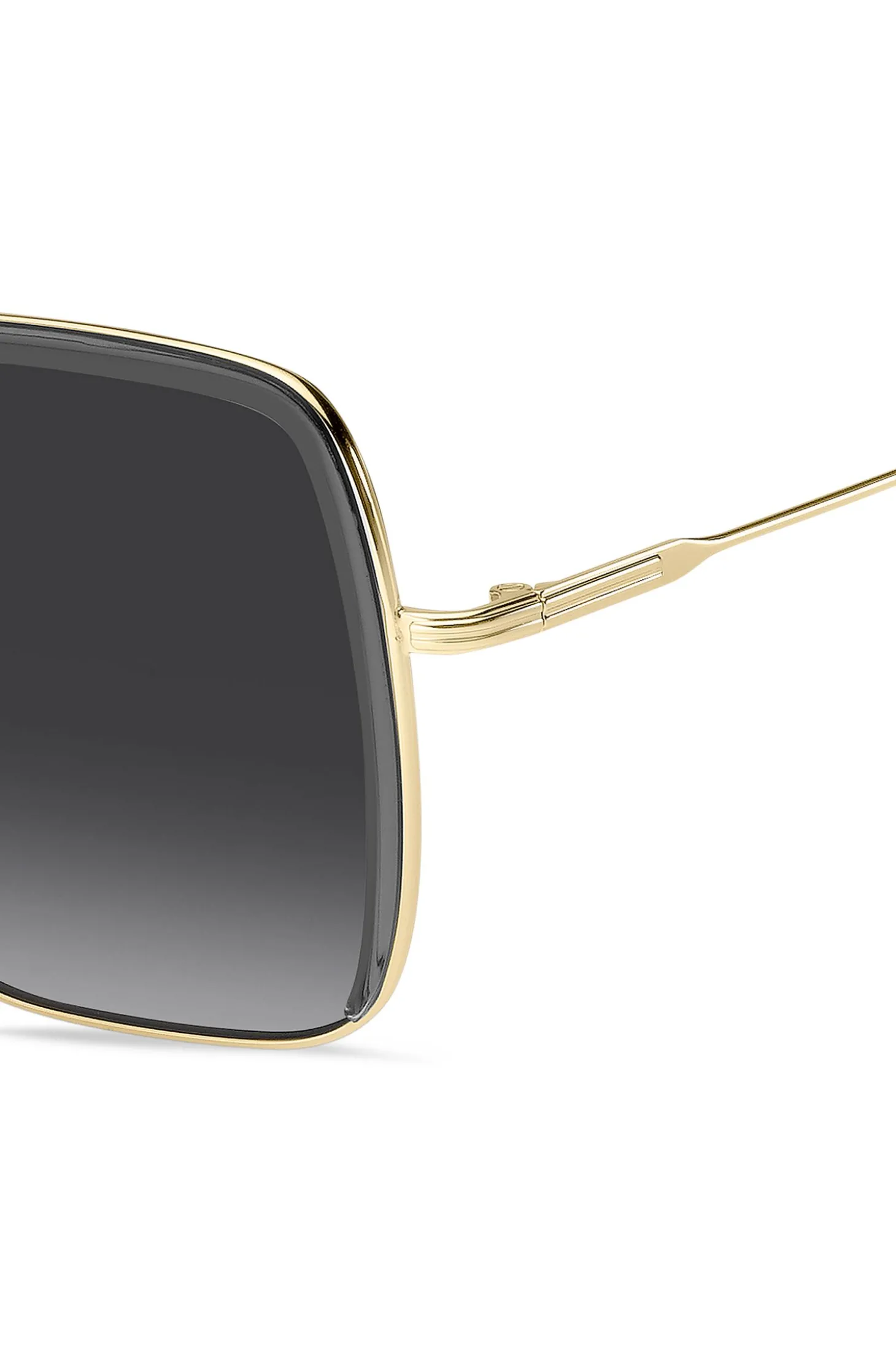 Sonnenbrille aus grauem Acetat und goldfarbenem Edelstahl