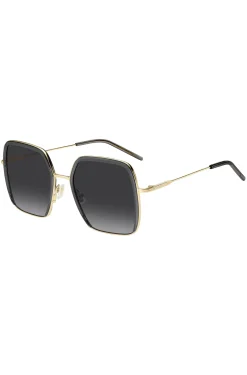 Sonnenbrille aus grauem Acetat und goldfarbenem Edelstahl