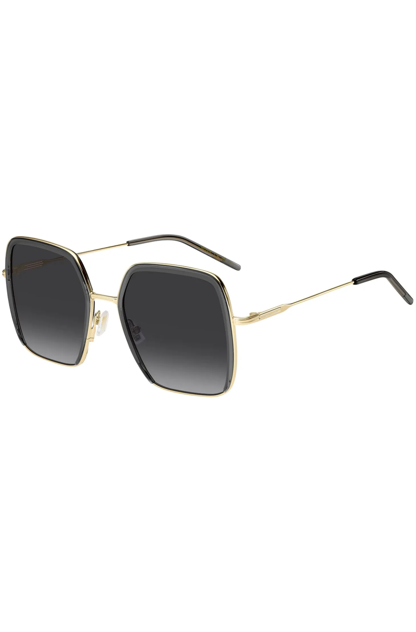 Sonnenbrille aus grauem Acetat und goldfarbenem Edelstahl