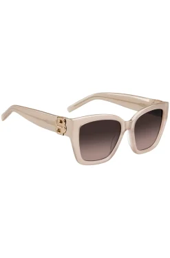 Sonnenbrille aus nudefarbenem Acetat mit Double-B-Monogramm