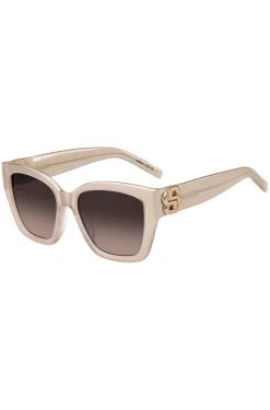Sonnenbrille aus nudefarbenem Acetat mit Double-B-Monogramm