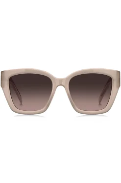 Sonnenbrille aus nudefarbenem Acetat mit Double-B-Monogramm
