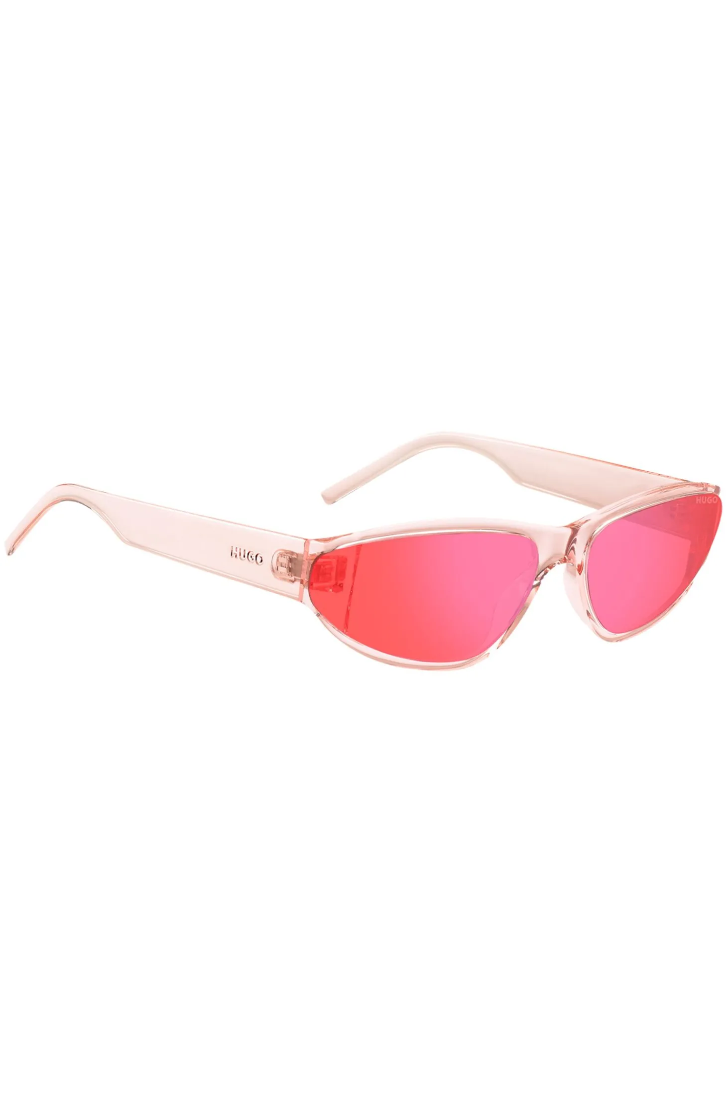 Sonnenbrille aus rosafarbenem Acetat mit tonalen Gläsern
