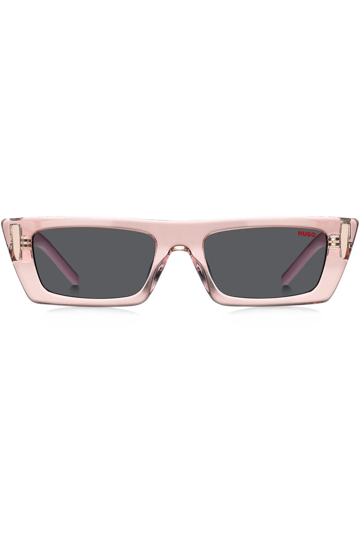 Sonnenbrille aus rosafarbenem Acetat mit 3D-Monogramm
