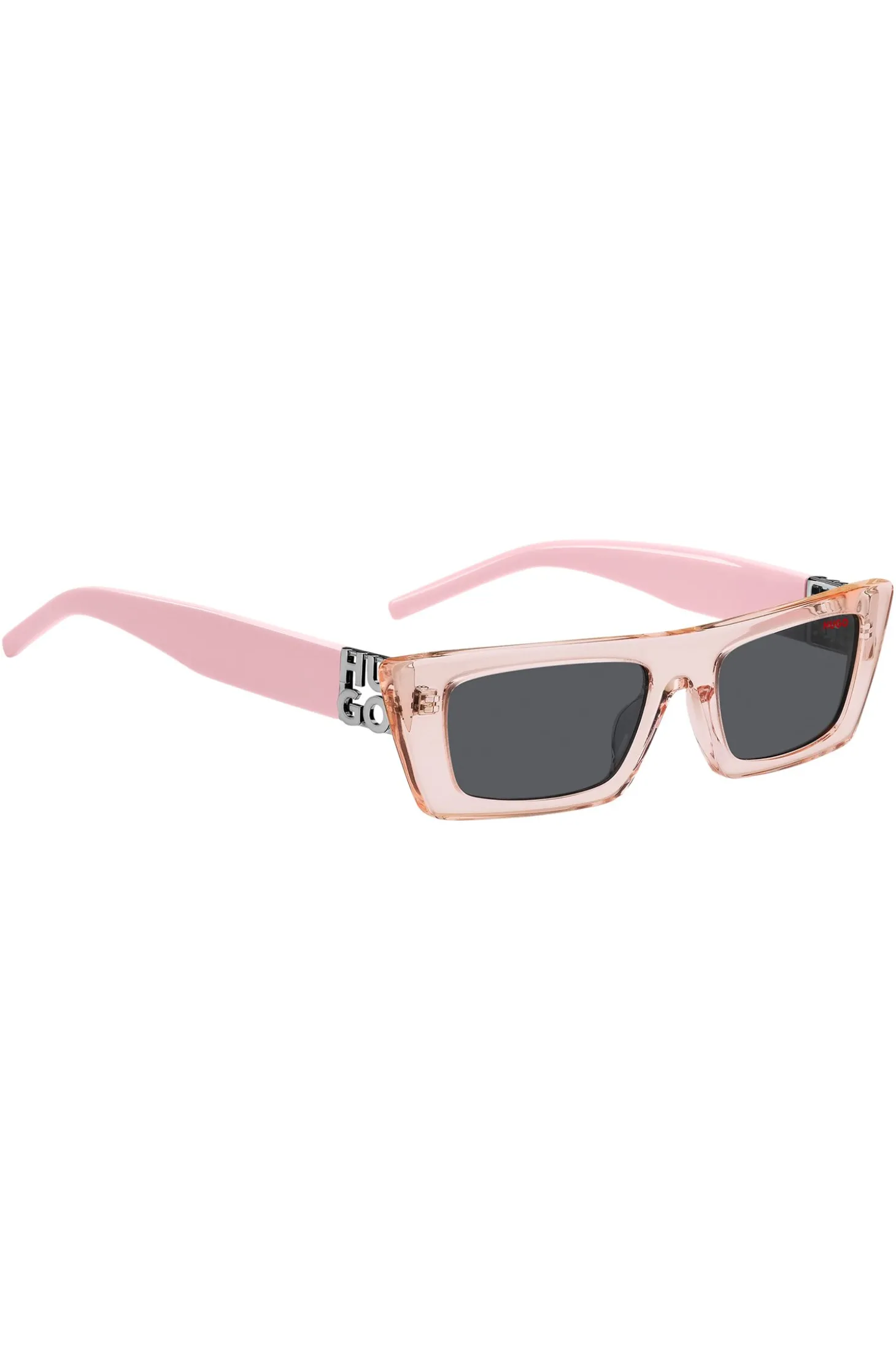 Sonnenbrille aus rosafarbenem Acetat mit 3D-Monogramm