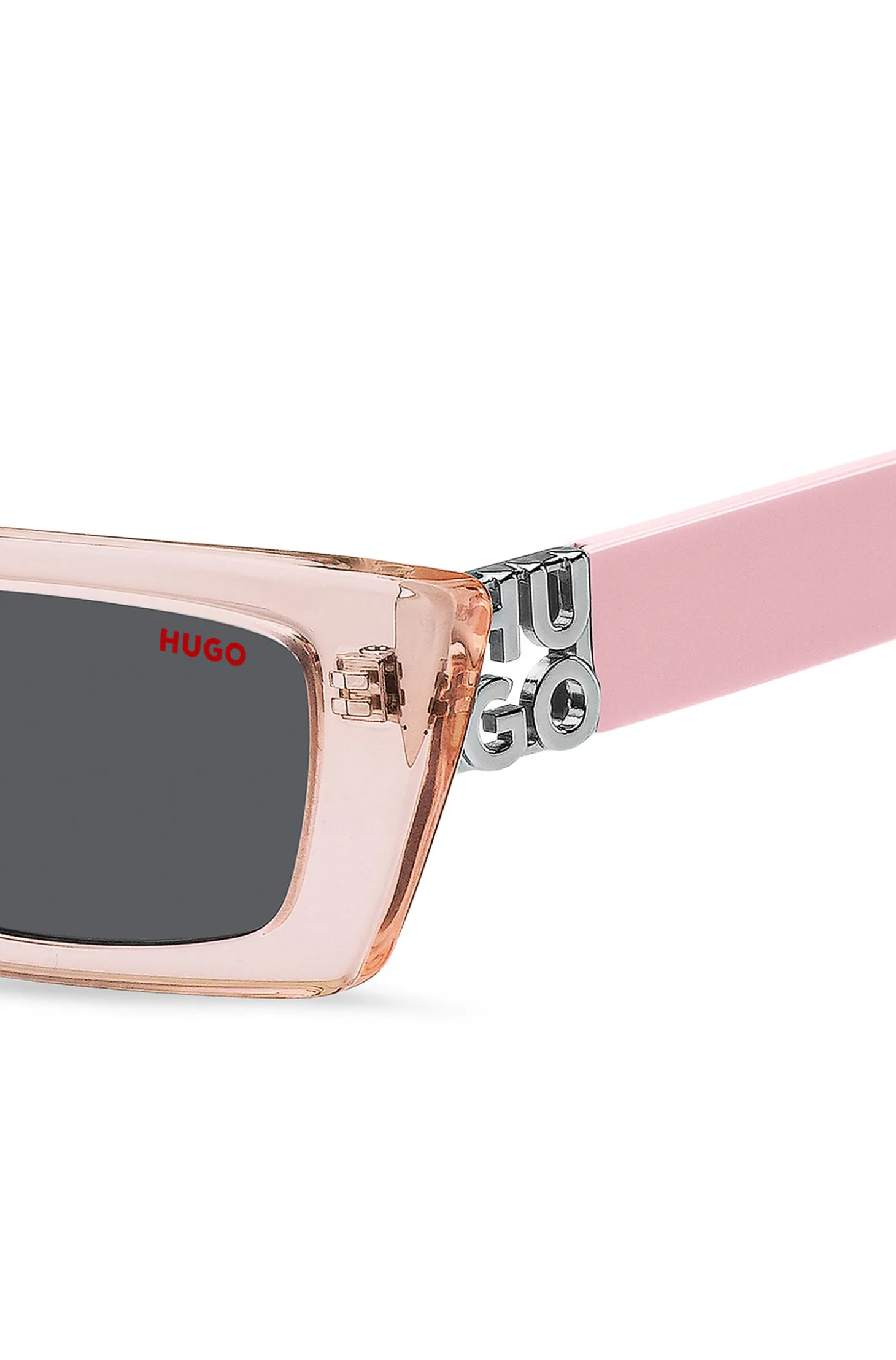 Sonnenbrille aus rosafarbenem Acetat mit 3D-Monogramm