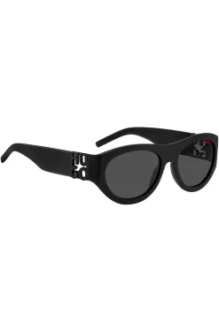 Sonnenbrille aus schwarzem Acetat mit 3D-Monogramm