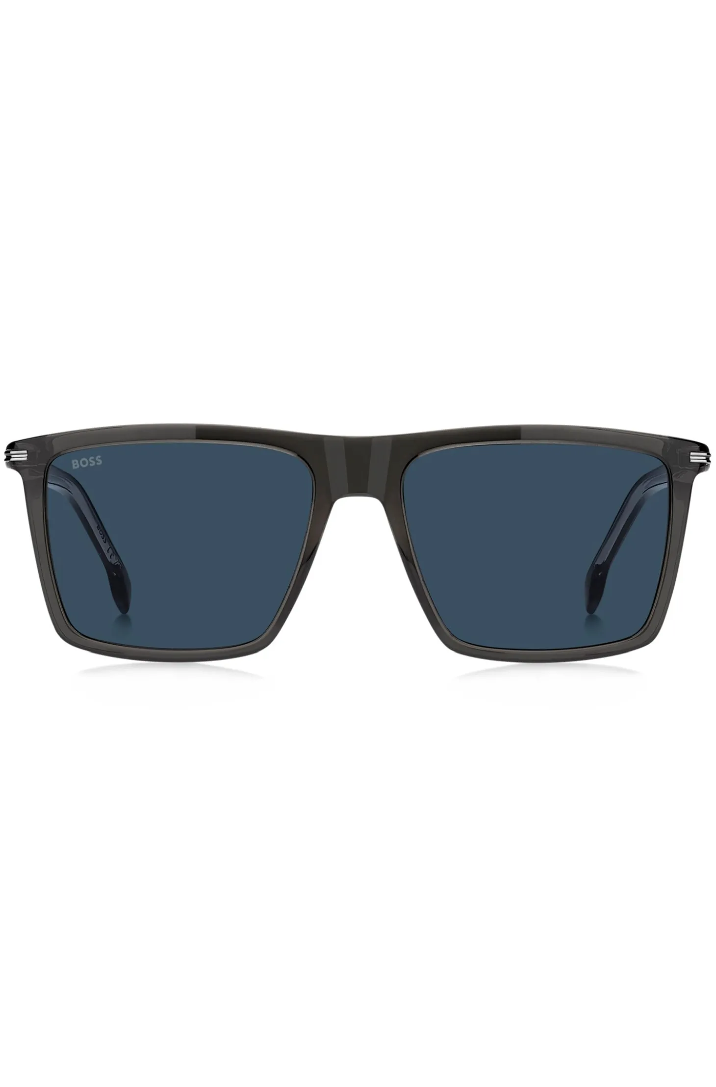 Sonnenbrille aus schwarzem Acetat mit Streifen-Bügeln