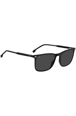 Sonnenbrille aus schwarzem Acetat mit Logo am Bügel