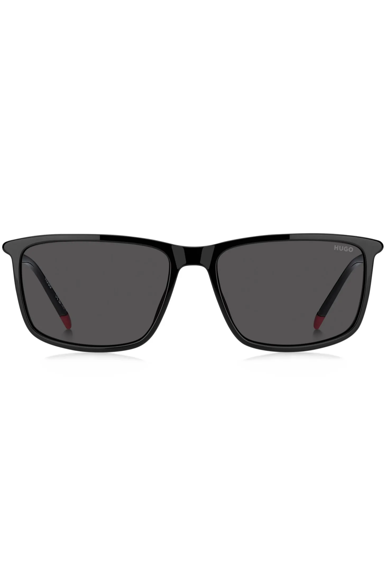 Sonnenbrille aus schwarzem Acetat mit röhrenförmigen Bügeln