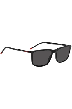 Sonnenbrille aus schwarzem Acetat mit röhrenförmigen Bügeln
