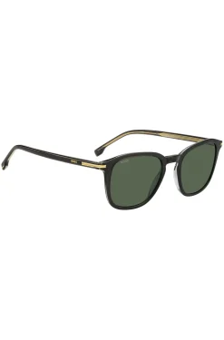 Sonnenbrille aus schwarzem Acetat mit goldfarbenen Details